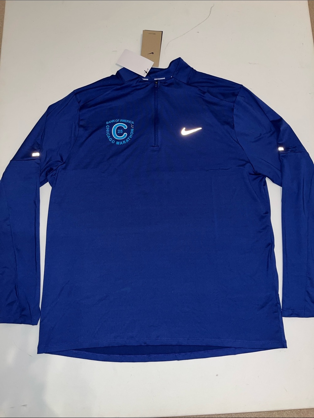 Nike Running Shirt Mens XL Chicago Marathon Long Sleeve UV 1/4 Zip Blue 2025 $80